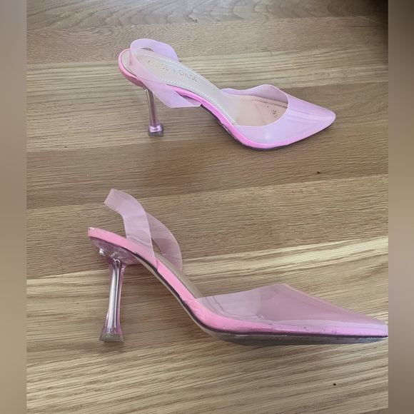 Chase + Chloe pink kitten heels with PVC clear detail - Picture 2 of 5